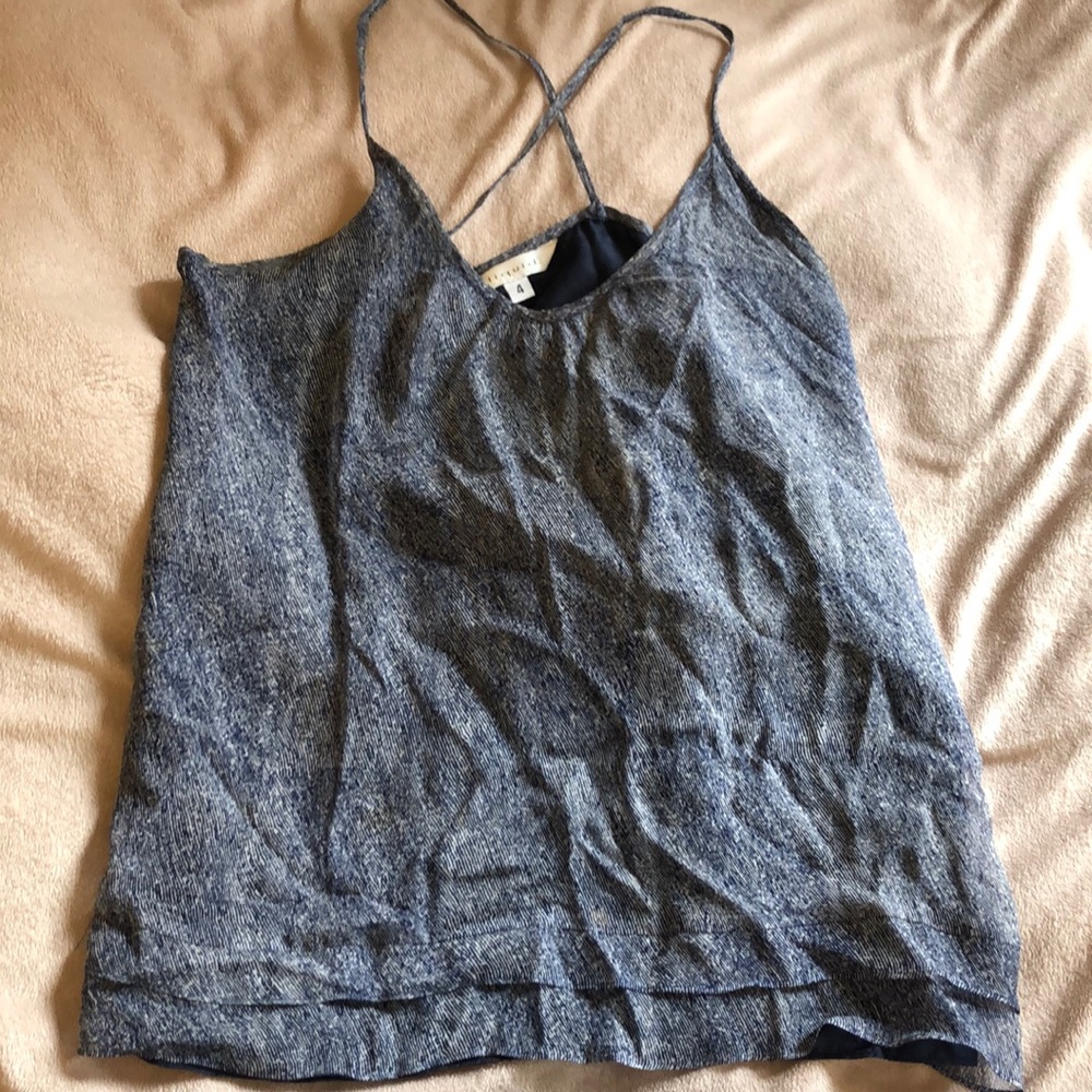 Blue cross back spaghetti strap blouse